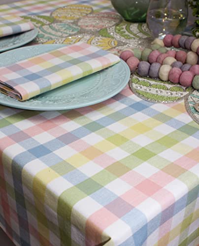 COTTON-CRAFT-Countryside-Classic-Gingham-Buffalo-Check-Plaid-Tablecloth-Premium-Cotton-Spring-Easter-Bunny-Luncheon-Dinner-Table-Cover-60-inch-x-102-inch-Yellow-Multi COTTON CRAFT Countryside Classic Gingham Buffalo Check Plaid Tablecloth Premium Cotton Spring Easter Bunny Luncheon Dinner Table Cover 60 inch x 102 inch Yellow Multi