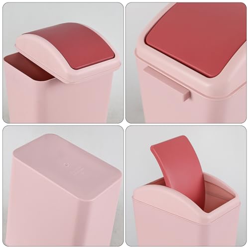 Caneca de basura plástica 4 galones con tapa rosa miniatura 3