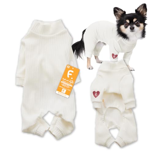 ダックス 袖 ハート ポイント リヨセル リブ 長袖 つなぎ ロンパース 犬の服 フルオブビガー 1/ホワイト D2S
