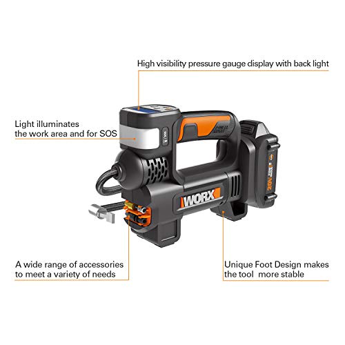 Worx WX092L 20V 2.0Ah 2 In 1 Cordless Inflator Battery And Charger Included thumb #4