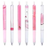 6Pcs Cute Cartoon Pens, Kawaii 0.5mm Black Ballpoint Pens for Kids Girls, Soft Comfortable Grip for Writing, School Supplies