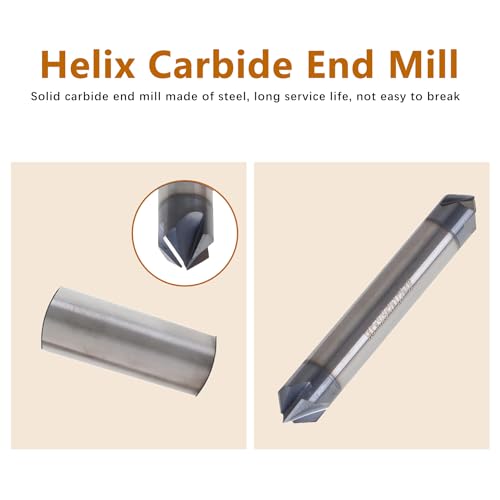 Image of kimllier 3 /8 Inch 4 Flute 90 Degree Double End Helix Carbide End Mill Tialn Coated