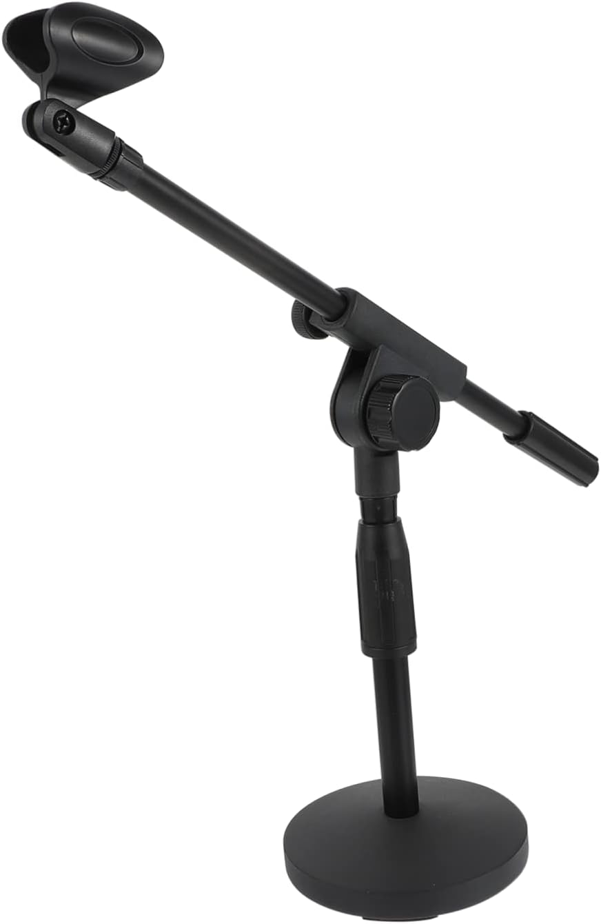 1pc Table Mic Stand Weighted Base Desktop Microphone Holder for Conference Podcasting and Streaming Use Sturdy Design Compact Base