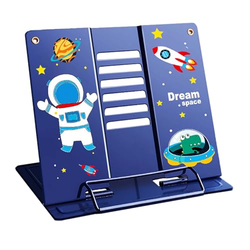 SHUOHONG Atril para Libros de Metal Plegable, Ajustable para Soporte Libros con 6 Alturas Ajustables, Soporte Libros para Leer para Partituras, Discursos, Libro Texto, Ipad, Recetas (Azul)