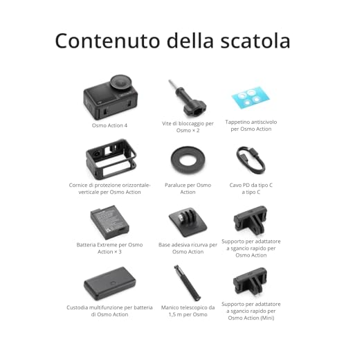 DJI Osmo Action 4 Combo Adventure - Action cam impermeabile 4K/120fps, sensore da 1/1.3 pollici, 10 bit e D-Log M, FOV di 155º ultra ampio, fino a 7,5 ore con 3 batterie extra per i vlog - 8