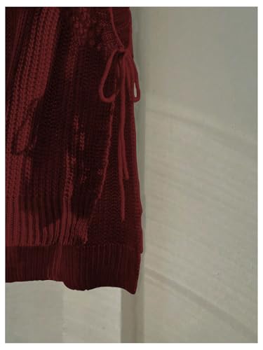 Image of MakeMeChic Women's Sleeveless Round Neck Drawstring Side Split Hem Knited Casual Sweater Vest
