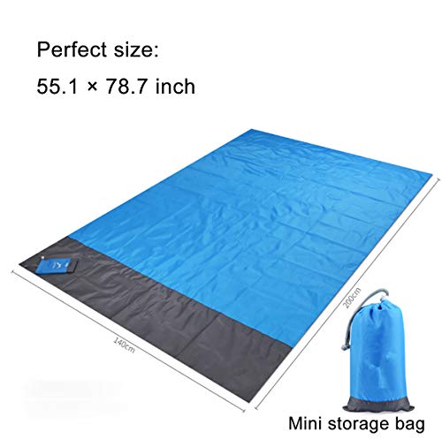 Portable Beach Sandfree Waterproof Blanket, Large Oversize Lightweight Compact Quick Dry Mat For Picnic Outdoor, Travel, Camping, Hiking, Seaside, For 3-5 Adults Kids Party(55.1"×78.7", Blue And Gray) #TOP1