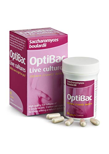 OptiBac Saccharomyces Boulardii | 5 Billion Friendly Bacteria Natural Yeast Supplement | Well Researched & Internationally Acclaimed | Vegan & Gluten Free | Shelf Stable | 40 Capsules