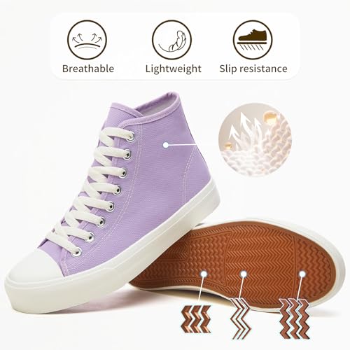Image of Uoidru High Top Sneakers for Women Canvas Shoes White Canvas High Tops Women Casual Shoes Lace Up Fashion Sneakers