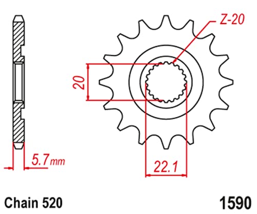 Pignon avant 520 14T pour moto Yamaha YZ250F et WR250F - 2