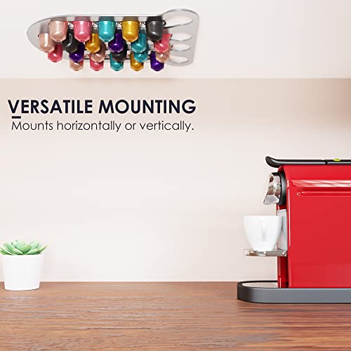 Natikon Coffee Capsule Storage Holder & Organizer Made Of 304 Stainless Steel Compatible With Nespresso Capsules With Mount Kit On Walls, Cabinet Vertically Or Horizontally #TOP4