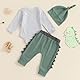 Hello Im New Here Neugeborene Baby Junge Kleidung Set Dinosaurier Druck Langarm Body und Hose Baumwolle Babykleidung Set Herbst Winter Bekleidungssets für Baby Jungen Outfits (Grau, 6-12 Monate)