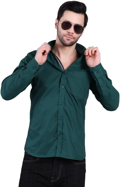 Men Peacock Regular Solid Oxford Shirt with Polo Collar Full Sleeve Classic Design for Refined Casual Styling