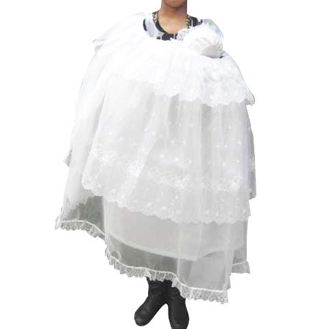 日本製 お宮参り用ロングケープ 刺繍入り 2段オーガンジー