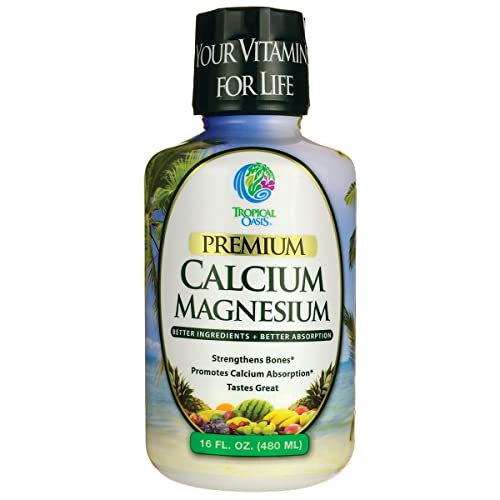 Tropical Oasis Liquid Calcium & Magnesium - Natural Formula W/ Support For Strong Bones - Liquid Vitamins W/ Calcium, - 16Oz, 32 Serv. #TOP27