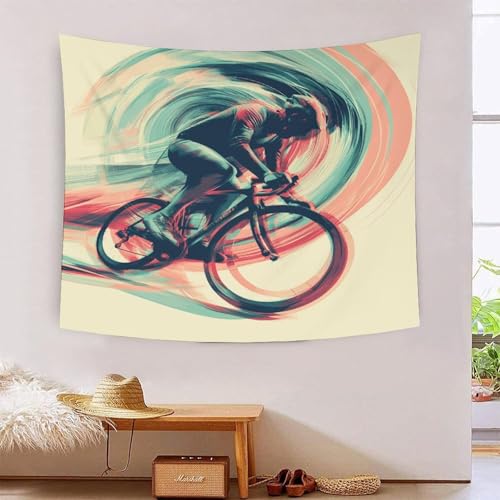 Tapisserie Vélo de Montagne 3D VZOMANLEX pour masquer un mur vide et personnaliser un dortoir