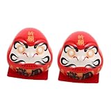 MOTHNUR 2個製だるま卵 セラミック飾り ダッシュボード装飾 置物 ミニ 車内 家用インテリア ヴィンテージ風丸型オーナメント