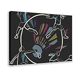 Impression sur toile minimaliste en ligne continue avec motif joueur de badminton, champion de badminton, pose de Tai Tzu Ying, décoration de chambre, bureau, cadre cadeau : 30 x 45 cm