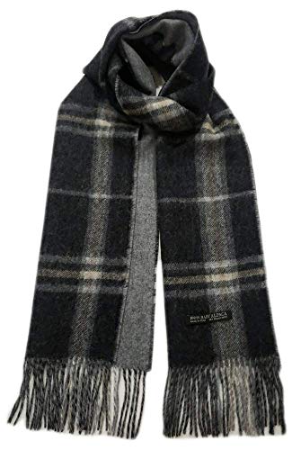 Peruvian Reversible Alpaca Scarf - 100% Authentic Baby Alpaca Wool for Men and Women (Charcoal Gray)