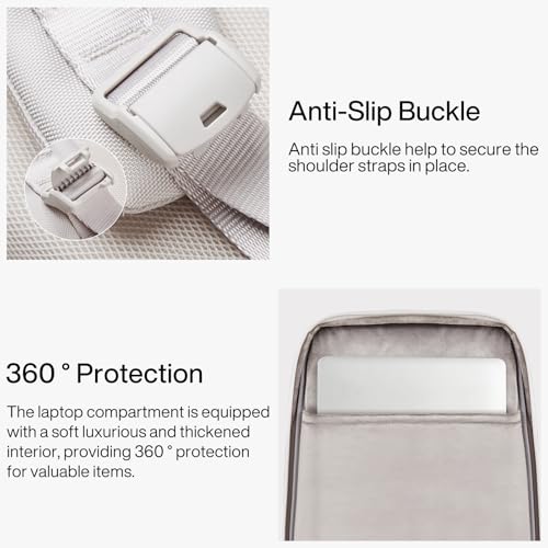 Hanke Expandable Travel Backpack 16 Inch, Full-Open Laptop Backpack Fits 15.6 Inch, Carry On Personal Item Bag with Luggage Strap, Business Work Backpack for Women Men, Grey (Cool Grey) — view 6