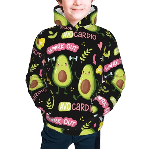 Avocado Work Out Kids Pullover Hoodies Boys Sweatshirts Girls Athletic Clothes with Pocket2