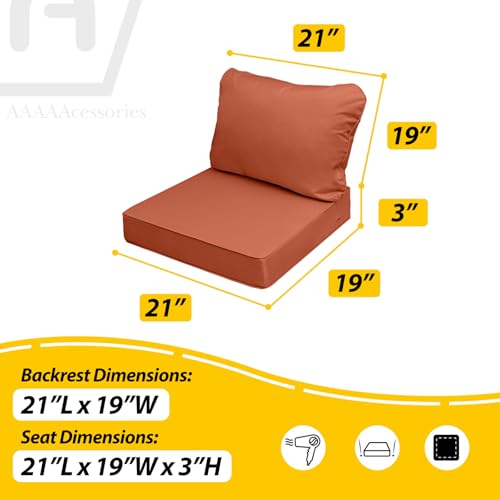 Image of AAAAAcessories Outdoor Seat Cushions for Chairs, Fade-Resistant, Waterproof Patio Furniture Replacement Cushions, 21 inch x 19 inch x 3 inch + 21 inch x 19 inch, Rust