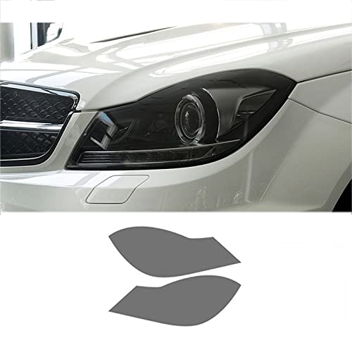 FAYTEK Car Headlight Protective Film for Mercedes Benz C Class W204 C63 AMG 2011-2014, Transparent Black TPU Sticker,Blackened