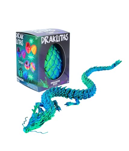 Joy Toy - Drakliths 24202 - 3D-gedrucktes Drachenei, Drachenei mit Drache, voll beweglicher Drache, Zappelspielzeug 7x7x9,5 cm