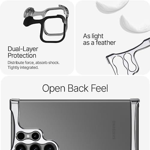 Arc Pulse Designed for Samsung Galaxy S23 Ultra Phone Case (2023), Minimalist Protective Shock Absorption Aerospace Grade Aluminum Shells + Elastomer Inlays Easy Fit 6.9 inch (Mirror Polish Silver)