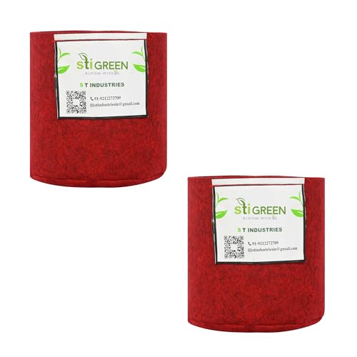 Image of Geo Fabric Grow Bags for Plants 6X6 Inch (Pack of 2) | 400 GSM Heavy Duty UV-Protected Round Maroon Colour Plant Bags for Terrace and Vegetable Gardening | Strong & Reusable|