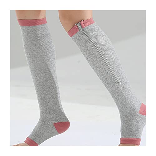 AHSGDVC AAGAZA Varicose Compression Stockings Zipper Compression Socks Women Slim Sleeping Beauty Prevent Veins Socks Edema Swelling Relief S-M greypink/80 (Color : Balck, Size : L-XL)