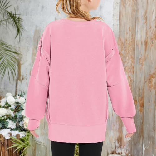 Girls Oversized Sweatshirt Long Sleeve Crewneck Kids Lightweight Cute Pullover Tops 5-14 Years4