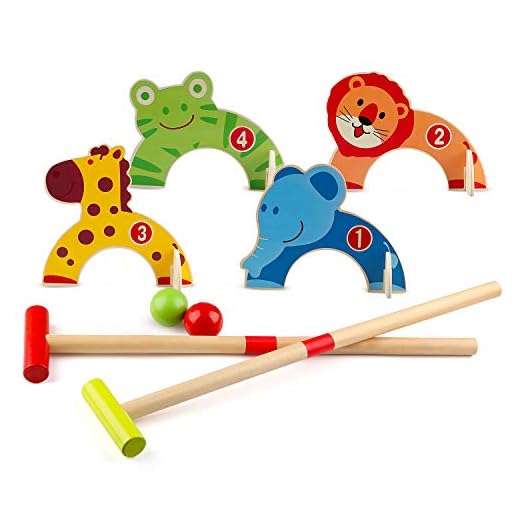 Set Croquet Animali di Legno per Bambini