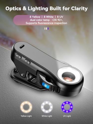 Image of MIAO LAB Phone Microscope, 40x /80x /120x 3-in-1 Switchable Magnification Portable Microscope with LED UV Light CPL Lens for iPhone & Android Phone Zoom Lens Attachment for Plants /Coins /Jewelry