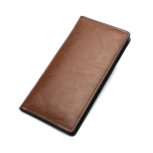 JINGTIANCD Leather Checkbook Cover for Men women,Compact Long Wallet Durable Wallet Ample Storage Space for Cards & Cash (Brown)
