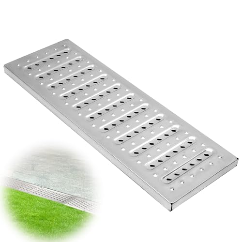 RDUIGT 3Pcs 304 Stainless Steel Channel Drain Grate Cover Metal Drainage Grates 22.8x7.9x1 Inch Trench Drain Gate for Outdoor, Yard, Garden