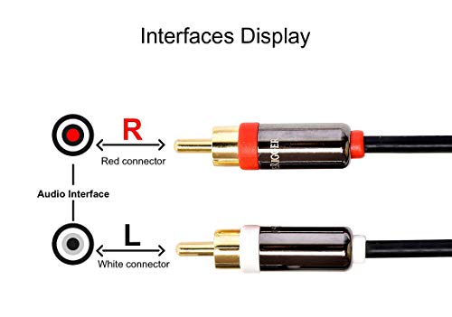Image of BlueRigger RCA Stereo Cable /Cord (15 ft /feet Dual 2 x RCA Male to 2 x RCA Male Audio Cable, Digital & Analogue, Double-Shielded, Series) Supports (Amplifiers, AV Receivers, Hi-Fi)