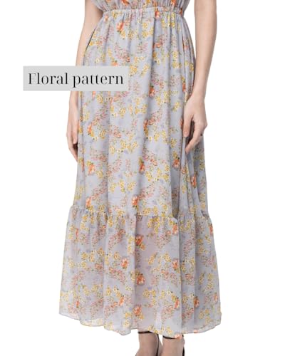 SIXDO Floral Off-Shoulder Maxi Voile Dress, a Romantic and Elegant Pick for Spring and Summer 2025 Grey — view 4
