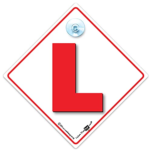 L Plate Suction Cup Car Sign, Learner Driver Car Sign, New Driver Car Sign, Red L-Plate Advisory Suction Cup Car Sign in Red and White 14cm x 14cm