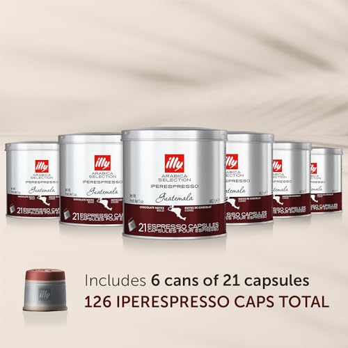 Image of illy Coffee iperEspresso Capsules - Single-Serve Coffee Capsules & Pods - Single Origin Coffee Pods - Guatemala Bold Roast, Notes of Chocolate - For iperEspresso Capsule Machines - 21 Count, 6 Pack