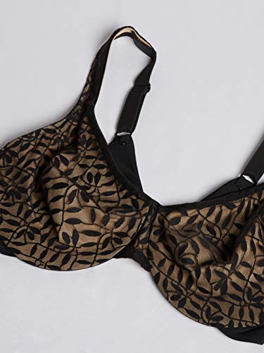 Olga Women's Sheer Leaves Minimizer Bra, Black And French Toast, 42Dd #TOP2