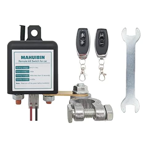 MAHUIBIN Kill Switch for Car with 2 Remotes DC 12V 200A Battery Auto On Off Kill Switch for RV Cut Shut Off Switch for Vehicle Cover