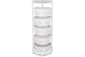 5-Tier Kitchen Cart with Storage Rotating Basket