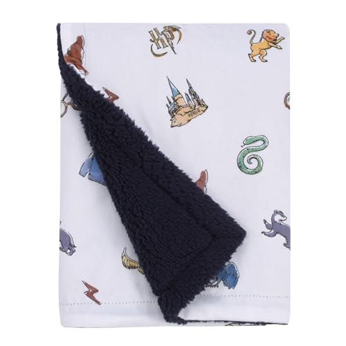 Image of Warner Brothers Harry Potter Welcome Little Wizard Navy, Burgundy, Blue, and White Super Soft Baby Blanket