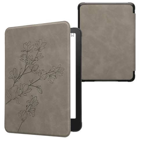 kwmobile Carcasa Compatible con Amazon Kindle Paperwhite (12. Gen 2024)/Kindle Colorsoft Funda - Funda con Tapa magnética de Cuero sintético - Gris