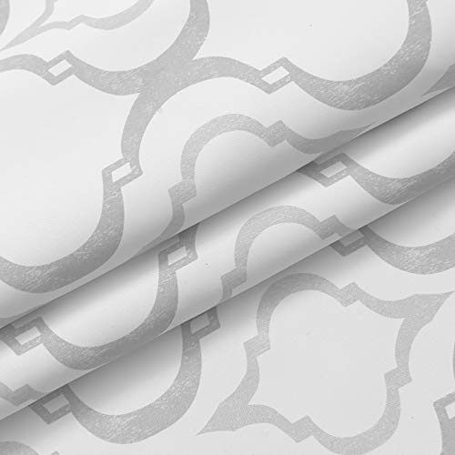 Inselnwald Moroccan Tile Print Window Valance, Quatrefoil Geometry Lattice Rod Pocket Short Valance Window Curtains For Kitchen Cafe Badroom, 52" X 18", Gray #TOP3