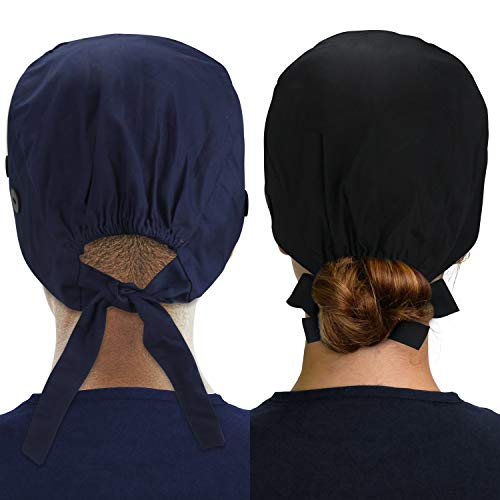 Image of ABAMERICA Working Caps with Button and Sweatband, Adjustable Working Hats for Women Men, One Size(Tie Back or Toggle)