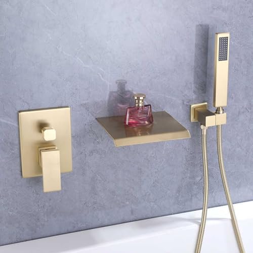 Mitigeurs de douche encastrés gris et or avec robinet mural