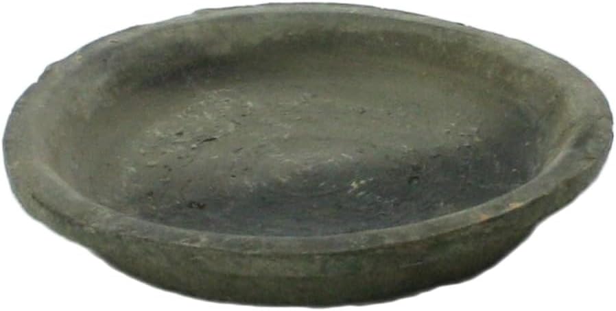HomArt Rustic Terra Cotta Saucer, 6-1/4-Inch, Moss Grey, 1-Count