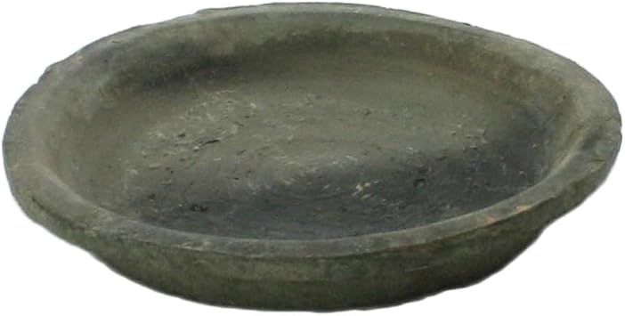 HomArt Rustic Terra Cotta Saucer, 6-1/4-Inch, Moss Grey, 1-Count